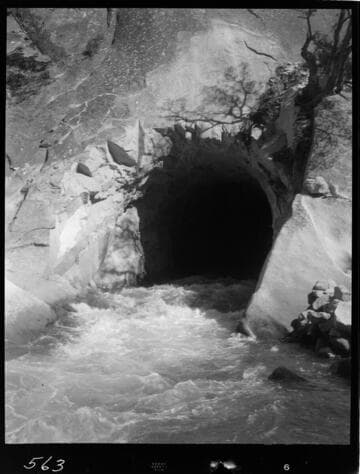 Big Creek - Mammoth Pool - Discharge of the diversion tunnel showing low water