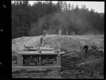 Big Creek - Mammoth Pool - Drilling for excavation of San Joaquin Bridge Crossing