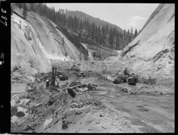 Big Creek - Mammoth Pool - Cutoff area excavation viewed from upstream