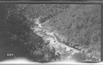 The Middle Fork branch conduit (flume) at Kaweah #3 Hydro Plant while under operation
