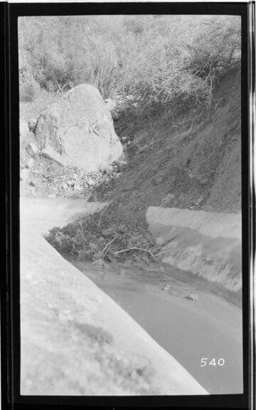 View of storm damage to the conduit at Kaweah #3 Hydro Plant
