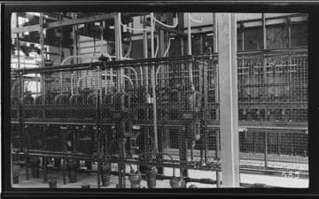 The rear view of the switchboard at Delano Substation