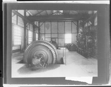 The interior of the power house at Tule Hydro Plant