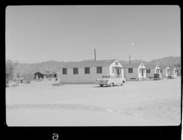 Row of bungalows in the desert