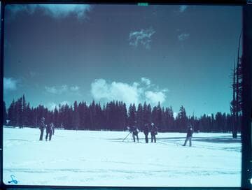 Big Creek Snow Survey: six men in snow field