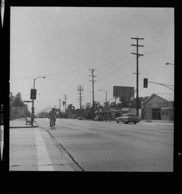 Overhead transmission on city business street
