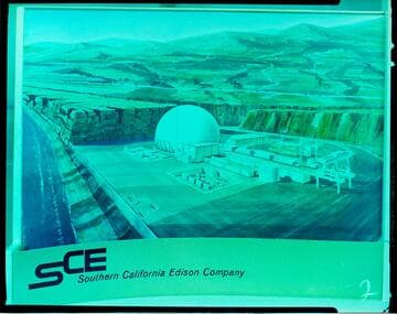 Artists rendering of proposed San Onofre Nuclear Generating Station (Unit #1) with 1 variant, negative & transparency