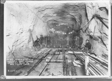 M-67 Heading-Bench with men from Camp 62 in Florence Lake Tunnel