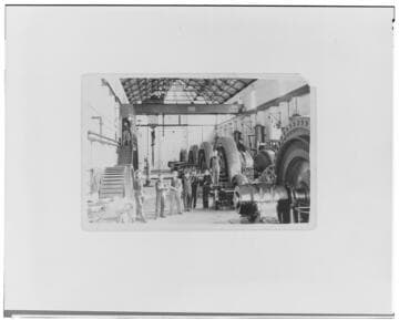 The Borel Hydro Plant as it appeared in 1909, with its original generators, later replaced and operating crew