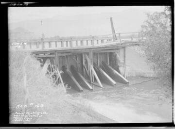 Rear of Borel canal intake showing regulating gates for settling basin