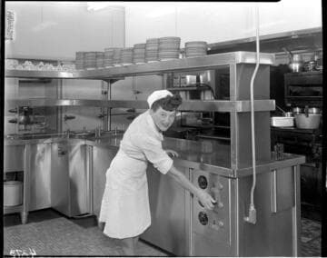 Food service counter in commercial type kitchen
