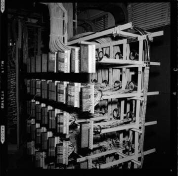 Racks of wired electronic circuit-boards