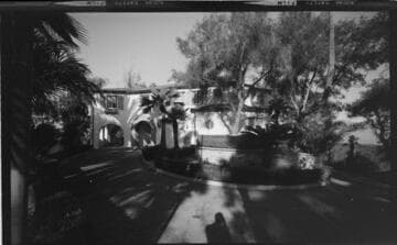 Exterior of a home air-conditioner installed at a large Spanish style home