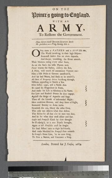 On the Prince's going to England, with an army, to restore the government