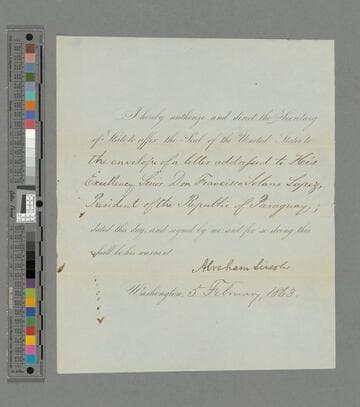 Abraham Lincoln, Washington, D.C., authorization to William H. Seward