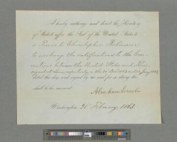 Abraham Lincoln, Washington, D.C., authorization to William H. Seward