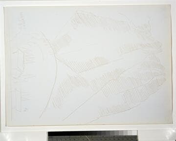 Mountain Landscape with Two Buildings in Foreground