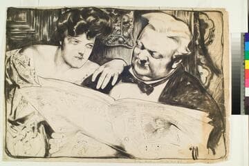 Man and Woman Reading Newspaper