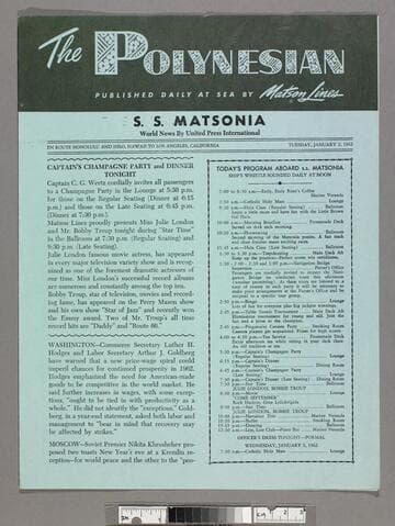 The Polynesian : published daily at sea by Matson Lines