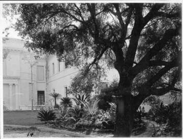 Huntington residence, view towards house, circa 1912