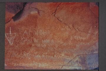Inscriptions near top of trail to Spanish Bottom