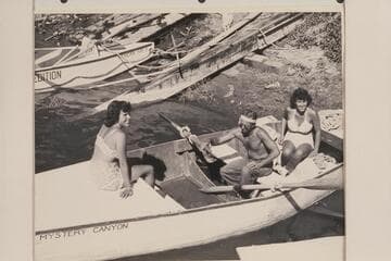 Crew of "Mystery Canyon" at Lewiston, Idaho:  Loel Marston, Pres Walker, Maradel Marston