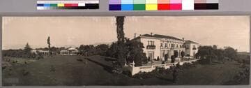 Panoramic view of the Huntington residence and San Marino ranch, circa 1915