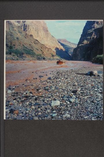 Run of Vulcan Rapid by Rowland deck boat; coming up to beach from below Rapid