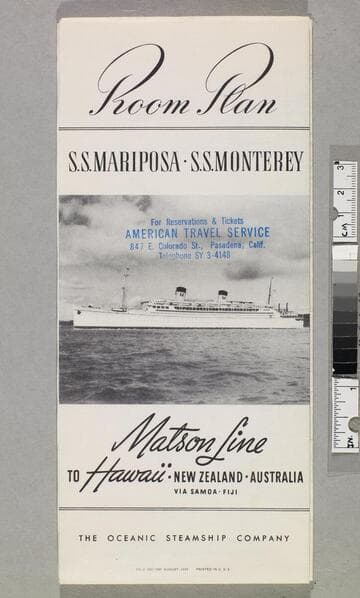 Room plan : S. S. Mariposa - S. S. Monterey