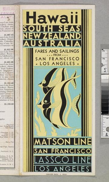 Hawaii - South Seas - New Zealand - Australia fares and sailings from San Francisco - Los Angeles