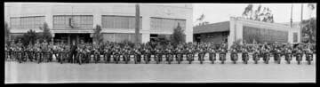 Motorcycle police in front of Birch-Smith Fireproof Storage Co. building, 3601-3631 South Grand, Los Angeles. 1924