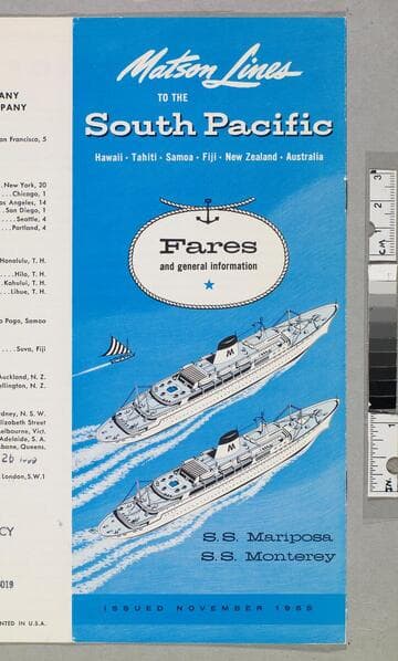 Matson Lines to the South Pacific... fares and general information