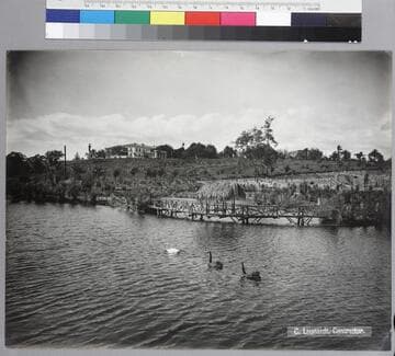 Huntington residence from the “waterfowl refuge" (reservoir), March 25 1910