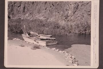 "Esmeralda II" in mouth of Tapeats Creek.  Bright Angel gauge:  76,900 cfs