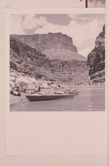 Replacing shields on the "BOOTOO" and the "CACTUS" above Mile 21 Rapid.  The waves of North Canyon Rapid had torn them off due to the heavy loading forward