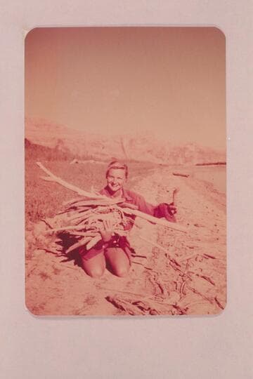 Katie Lee, Glen Canyon.  Mile 116, right bank.  Morning.  During traverse of Glen Canyon with Frank Wright and Tad Nichols