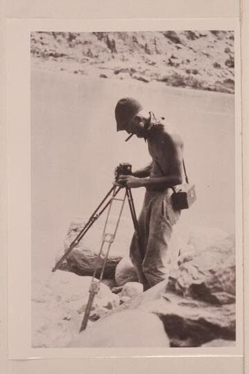 LaRue with Sept [sic] movie camera at Diamond Creek