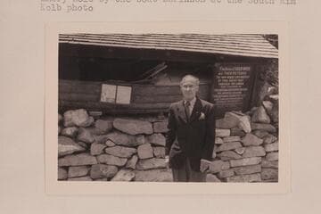 Emery Kolb by the boat "Defiance" at the South Rim