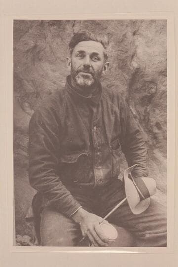 Glenn Kershner, head cameraman, taken at Dark Canyon camp in Cataract Canyon.  Pathe-Bray party