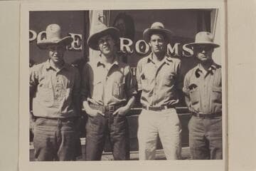 Fred Felton; John Marshall; Gordon Adger; Bob Bartl.  Eddy crew, Greenriver, Utah