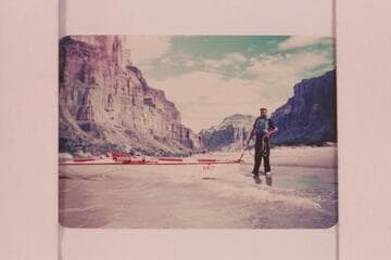 "Lug" Larson below Kwagunt Rapid, Marble Canyon.  Gerald Gene Larsen.  First traverse of the Grand Canyon in 1953