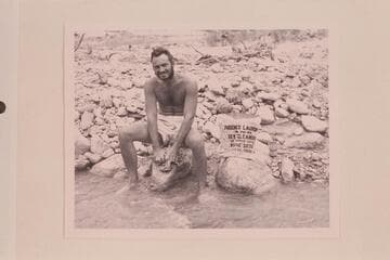 Barry Goldwater at his laundry at Diamond Creek