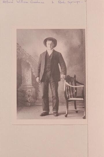 Alfred William Goodman, born Rock Springs, Wyoming, 1888, Sep. 10.  Son of Frank V. Goodman.  At about 16 years of age