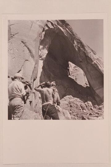 Marston and Visbak photographing Masland enjoying the fact that the arch proved to be Arch in the Sky.  Used in Las Vegas Sun