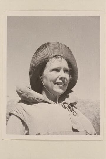 Ann North at Paria Riffle, prior to departure with Georgie White for a trip in Grand Canyon on the boloneys