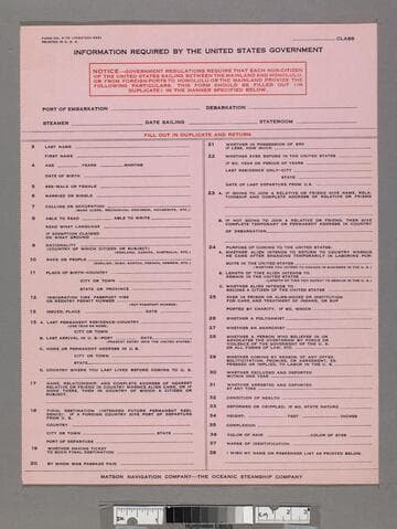 Information required by the United States government