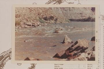 Harris-Brennan motorboat in Brown Betty Rapid. Mile 212. Cataract Canyon