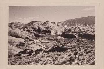 Riding into Bald Rock Canyon from Surprise Valley. Cha Butte is upper center
