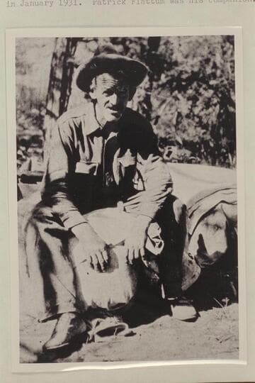 John Wetherill. Painted Rock Camp. Cliff Canyon near Forbidding Canyon. With Bernheimer party. Wetherill made a trip up into Glen Canyon from Lees Ferry in 1931, Jan. Patrick Flattum was his companion
