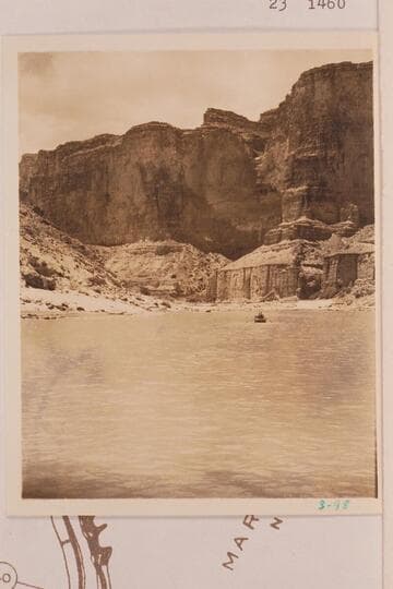Up Marble Canyon from about Mile 43, above Harding Rapid. Captioned "Above President Harding Rapids"